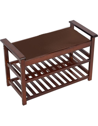 Banco para Zapatos Dporticus con Asiento Acolchado Espresso