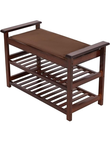 Banco para Zapatos Dporticus con Asiento Acolchado Espresso