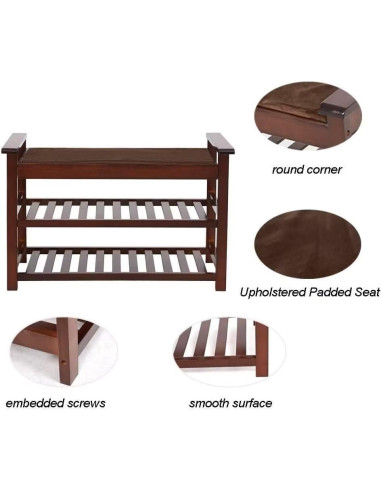 Banco para Zapatos Dporticus con Asiento Acolchado Espresso