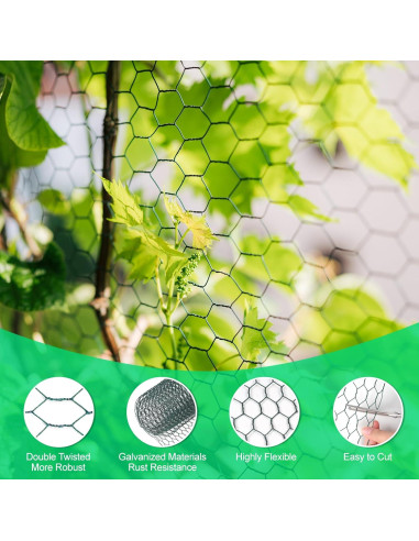 Malla de Gallinero HANWRAPS 39.9x229.9 cm Verde Galvanizada