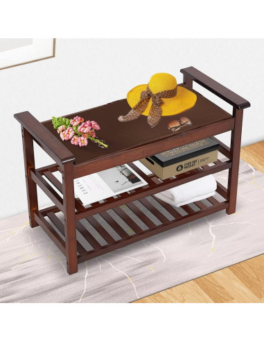 Banco para Zapatos Dporticus con Asiento Acolchado Espresso