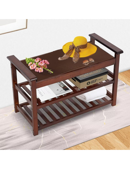 Banco para Zapatos Dporticus con Asiento Acolchado Espresso