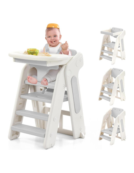 Escalera Plegable para Niños JooKiddie 4-en-1 Ajustable Gris