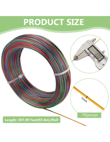 Alambre de Joyería BENECREAT 18 Calibres 93.6 m Multicolor