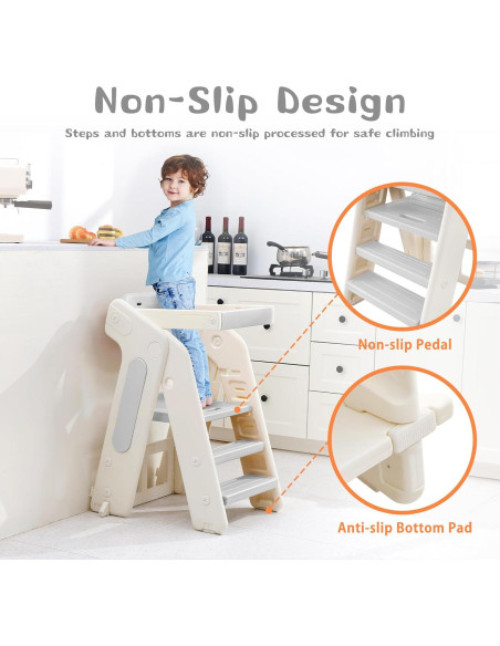 Escalera Plegable para Niños JooKiddie 4-en-1 Ajustable Gris