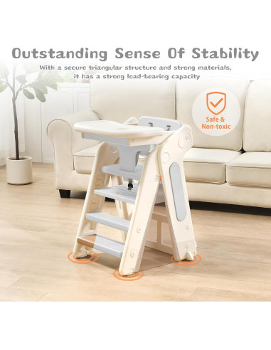 Escalera Plegable para Niños JooKiddie 4-en-1 Ajustable Gris