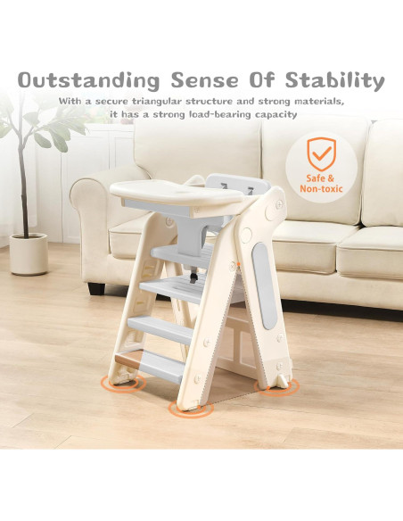 Escalera Plegable para Niños JooKiddie 4-en-1 Ajustable Gris