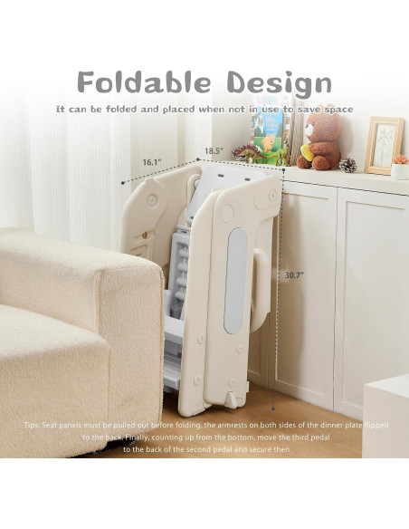 Escalera Plegable para Niños JooKiddie 4-en-1 Ajustable Gris