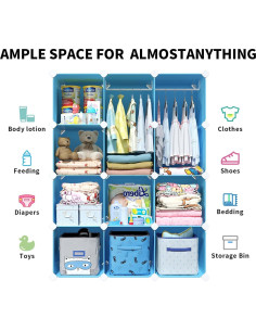Cajonera para Bebés VIPZONE Azul, Armario Portátil 39.9x89.9x119.9 cm 2