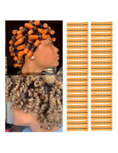 40 Varillas de Plástico Naranjas para Rulos Sin Calor Meigick