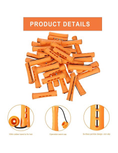 40 Varillas de Plástico Naranjas para Rulos Sin Calor Meigick 2