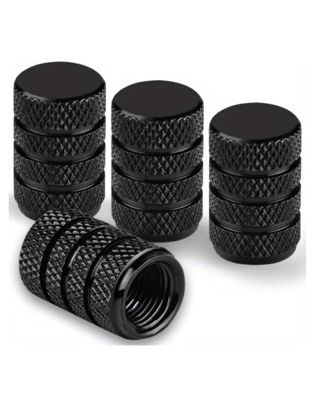 Tapas de Válvula de Neumático Genérico Aluminio Negro 4 Pcs