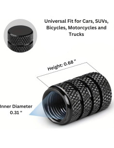 Tapas de Válvula de Neumático Genérico Aluminio Negro 4 Pcs 2