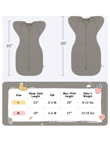 Saco de Sueño Mexxi para Bebé 0-3 Meses, 0.5 TOG, 2 Piezas