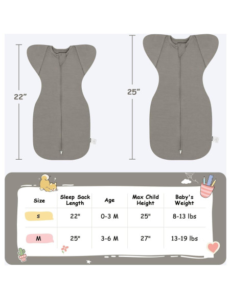 Saco de Sueño Mexxi para Bebé 0-3 Meses, 0.5 TOG, 2 Piezas