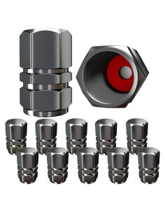 Tapas de Válvula de Neumático SAMIKIVA - Paquete de 12, Aluminio Gris Gun