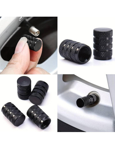 Tapas de Válvula de Neumático Genérico Aluminio Negro 4 Pcs