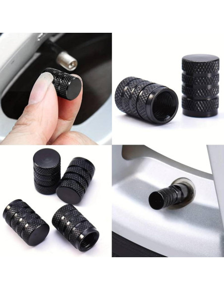 Tapas de Válvula de Neumático Genérico Aluminio Negro 4 Pcs
