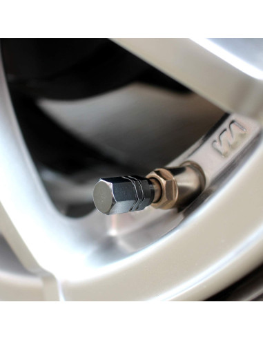 Tapas de Válvula de Neumático SAMIKIVA - Paquete de 12, Aluminio Gris Gun