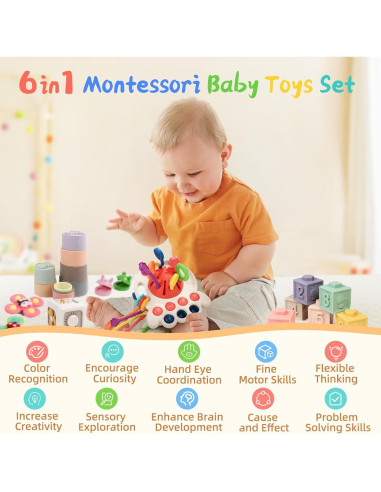 Juguetes Montessori 6 en 1 MTTIERY para Bebés 0-3 Años