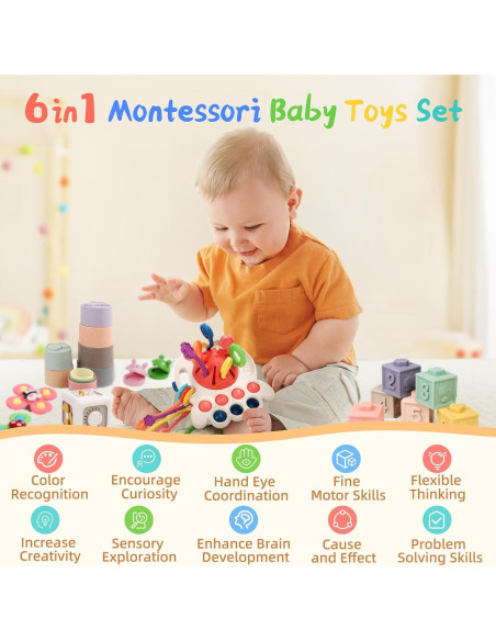 Juguetes Montessori 6 en 1 MTTIERY para Bebés 0-3 Años