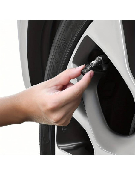 Tapas de Válvula de Neumático Genérico Aluminio Negro 4 Pcs