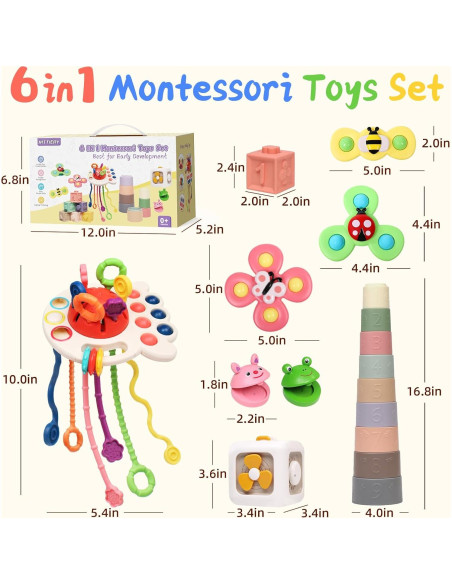 Juguetes Montessori 6 en 1 MTTIERY para Bebés 0-3 Años