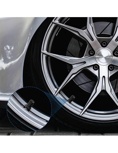 Tapas de Válvula de Neumático Genérico Aluminio Negro 4 Pcs