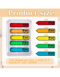 Etiquetas Adhesivas Multicolor Colarr 500 Piezas Firmar Aquí 2