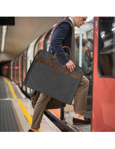 Bolsa de Traje de Lona y Cuero TRITOUR con Compartimento Laptop 2