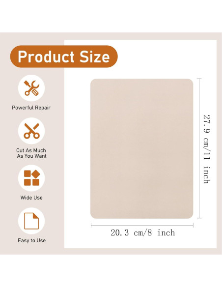 Kit de Parche de Cuero Autoadhesivo FR 20.32x27.94 cm Beige