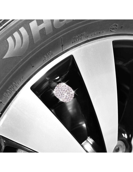 Tapas de Válvula DBlosp, Paquete de 4, Cristales Rhinestone, Blanco