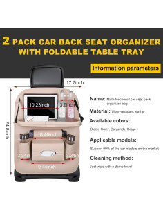 Organizador de Asiento Trasero de Coche Povtii Beige Impermeable 2