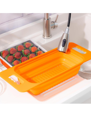 Colador Plegable Rectangular Sammart Naranja 45x18.5 cm