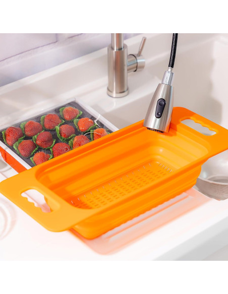 Colador Plegable Rectangular Sammart Naranja 45x18.5 cm