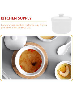 Olla de Sopa Cerámica Zerodeko 2 Piezas 9x9cm Blanca 2