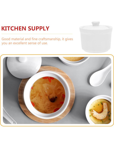 Olla de Sopa Cerámica Zerodeko 2 Piezas 9x9cm Blanca