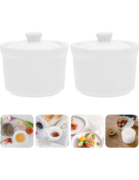 Olla de Sopa Cerámica Zerodeko 2 Piezas 9x9cm Blanca