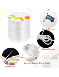 Cordón Elástico Blanco Paxcoo 1mm x 100m para Joyería 2