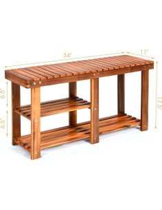 Banco para zapatos 2 niveles Giantex madera teca 158.8 kg 2