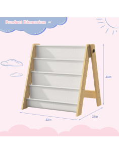 Estantería Plegable para Niños NACHES 4 Niveles Madera Natural 2