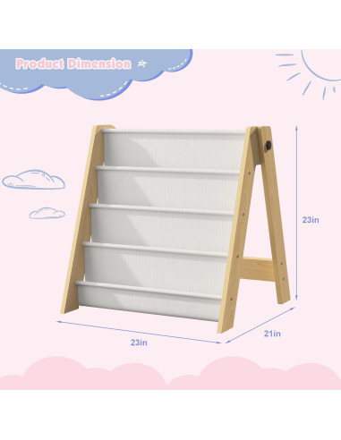 Estantería Plegable para Niños NACHES 4 Niveles Madera Natural