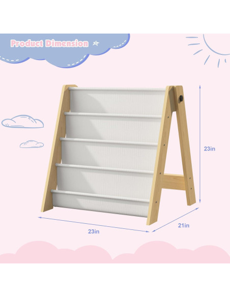 Estantería Plegable para Niños NACHES 4 Niveles Madera Natural