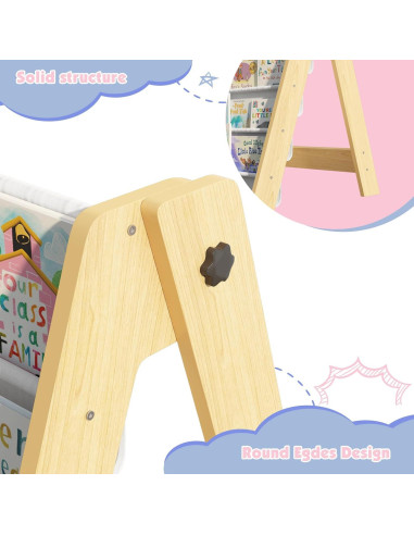 Estantería Plegable para Niños NACHES 4 Niveles Madera Natural