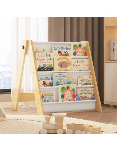 Estantería Plegable para Niños NACHES 4 Niveles Madera Natural