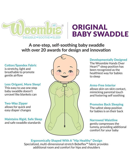 Manta de Envoltura para Bebés Woombie Original - Algodón 0-3 Meses