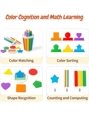 Juguetes Montessori de Madera para Niños 1-3 Años - Aprendizaje