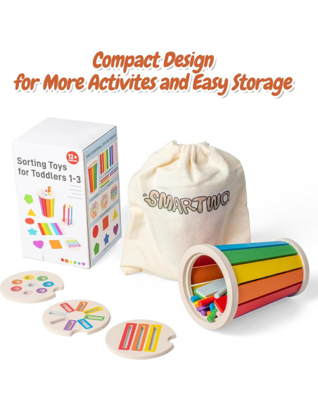 Juguetes Montessori de Madera para Niños 1-3 Años - Aprendizaje