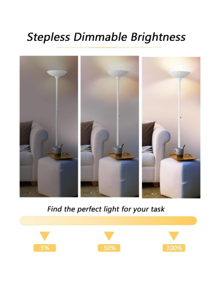 Lámpara de Pie LED BoostArea 30W Regulable 3000K Blanca 178cm