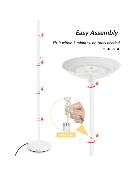 Lámpara de Pie LED BoostArea 30W Regulable 3000K Blanca 178cm